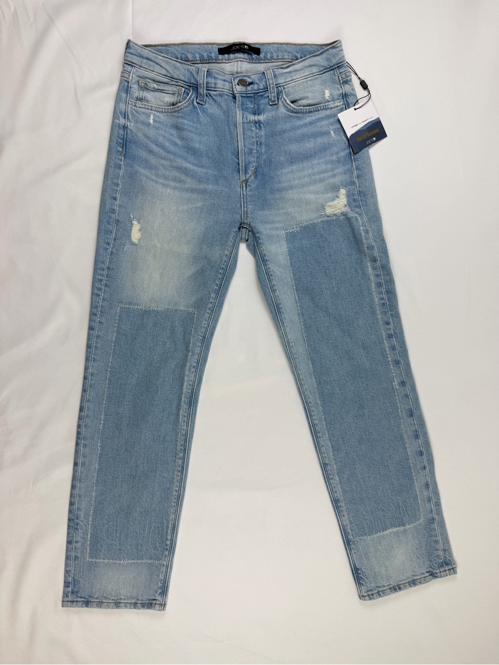 NWT Joe’s Jeans Heirloom Patchwork Jeans Distressed Light Wash Straight Leg